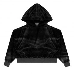 Peace Of Reign Black Velour Cropped Hoodie
