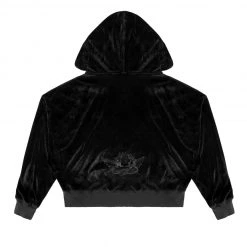 Peace Of Reign Black Velour Cropped Hoodie