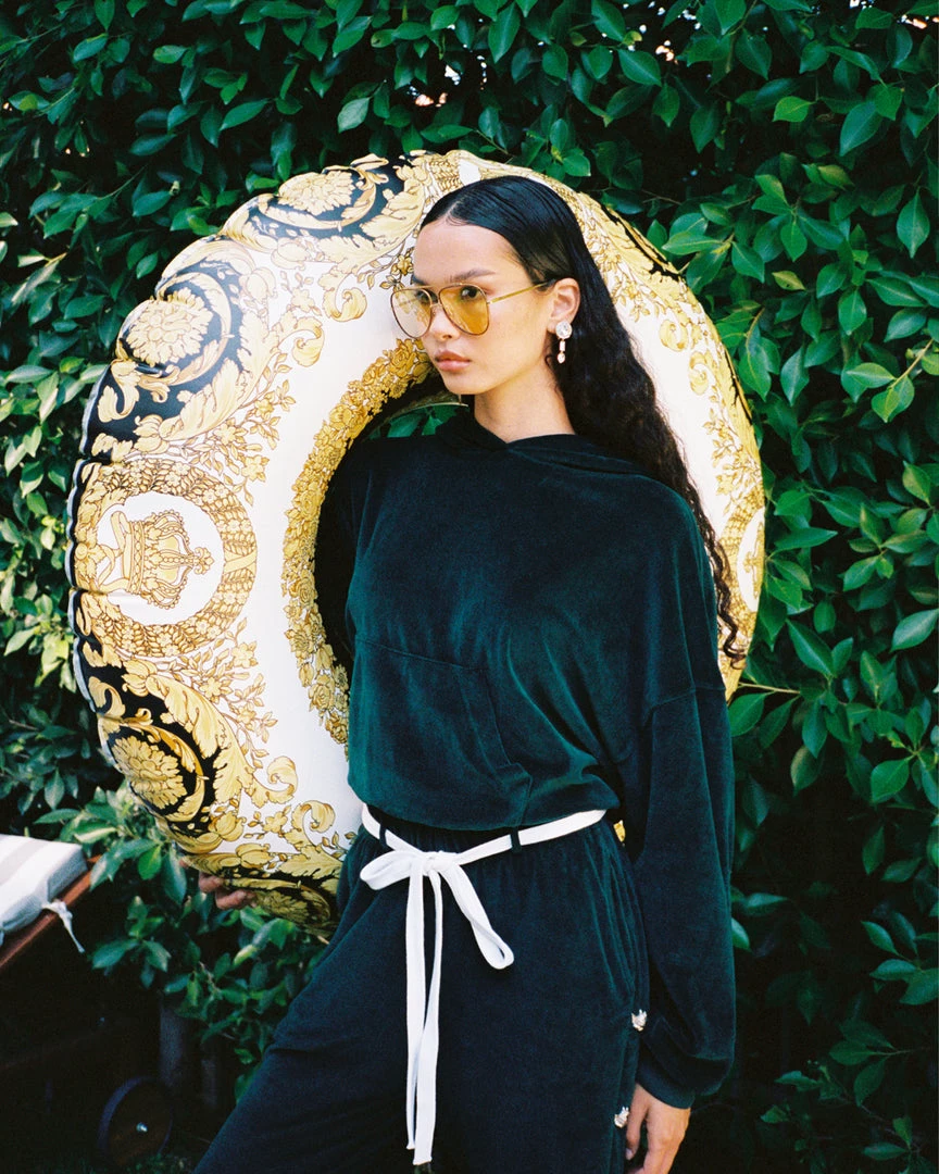 Peace Of Reign Green Velour Cropped Hoodie 3 Peace Of Reign Green Velour Cropped Hoodie