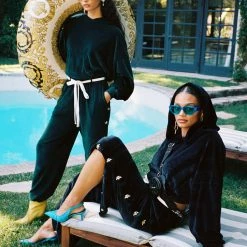 Peace Of Reign Black Velour Cropped Hoodie